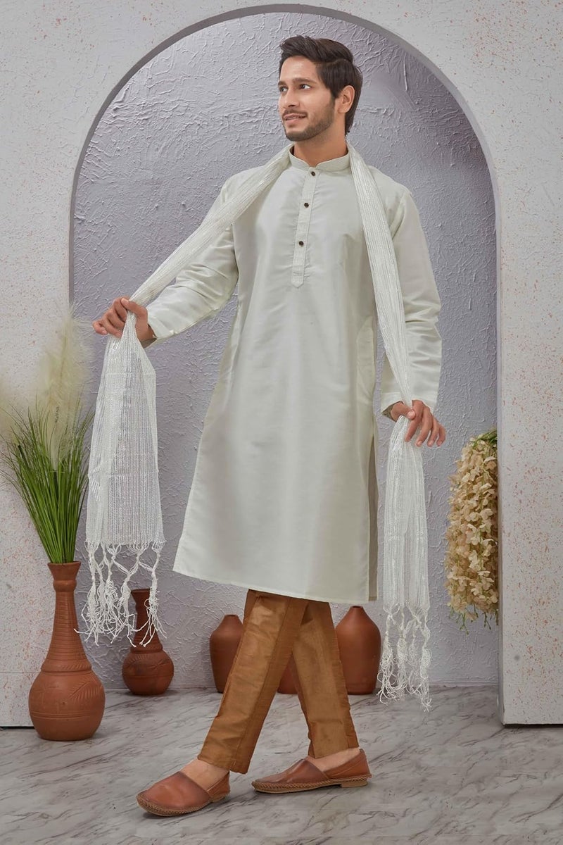Lady Dwiza شرواني كورتا تقليدي هندي مع شال للرجال (دوباتا فقط) - Image 2